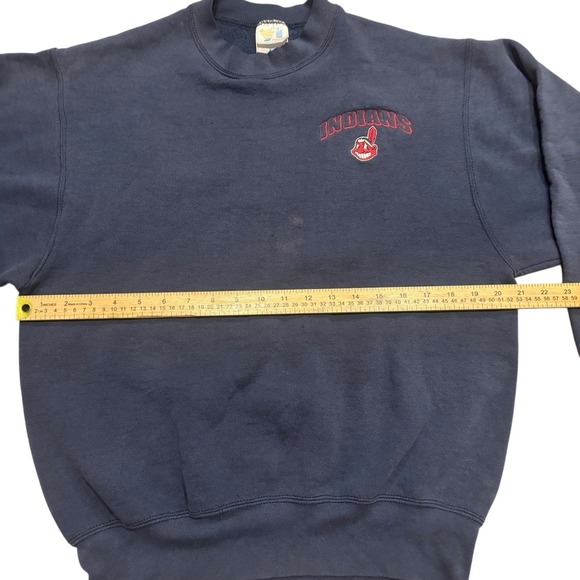 Cleveland Indians Vintage 90s Artex MLB Chief Wahoo Sweatshirt Crewneck Blue M - Picture 7 of 12